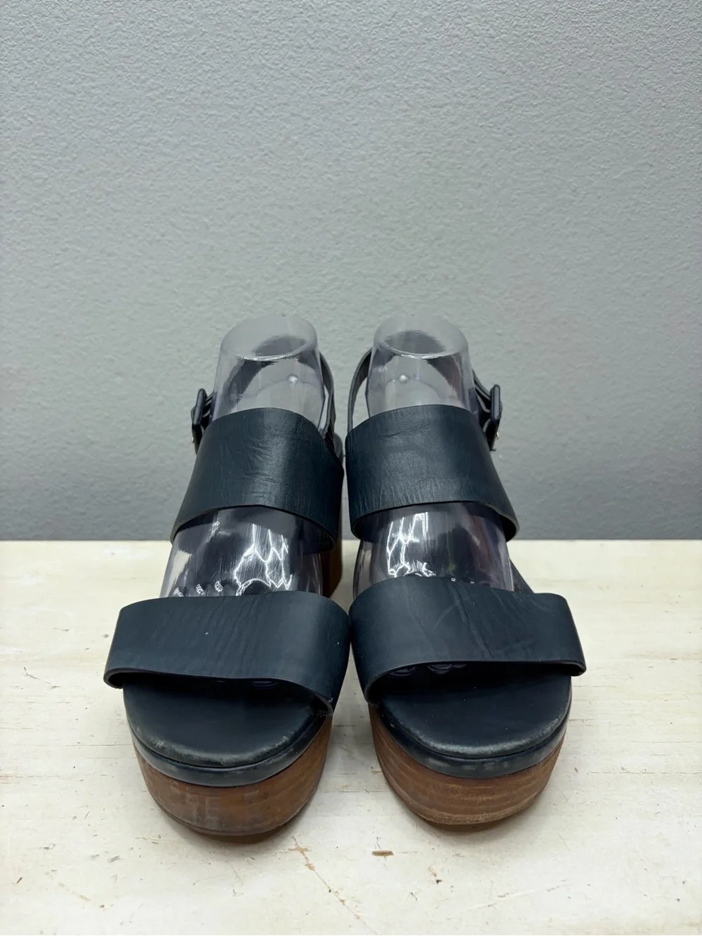 Tory Burch Blue Leather Solana Platform Sandals Size 10